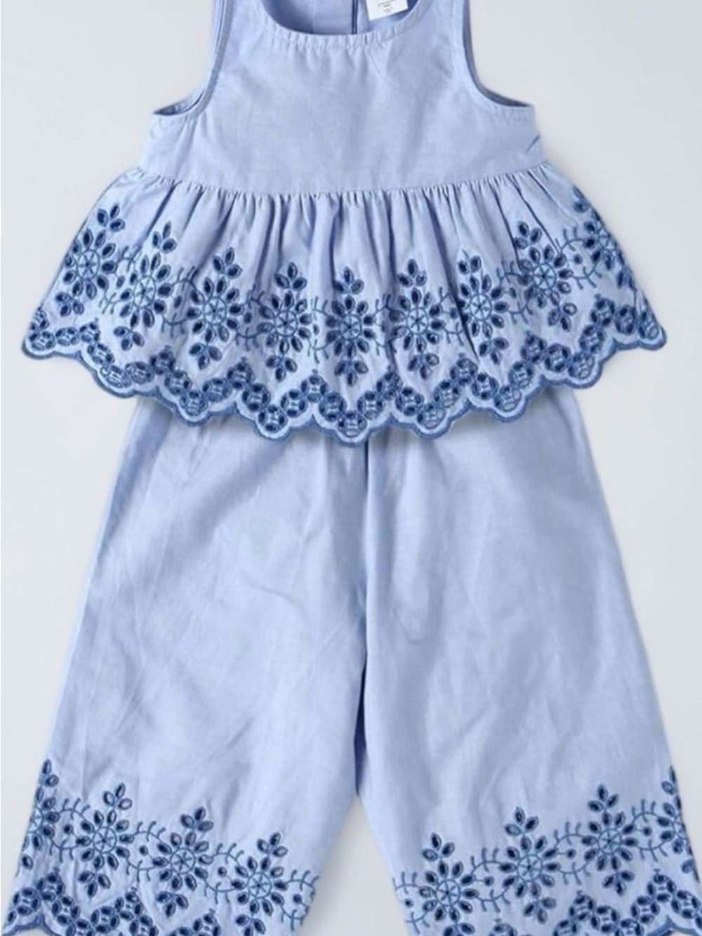 Gap Light Blue Embroidered Girls' Tank Top & Culotte Set